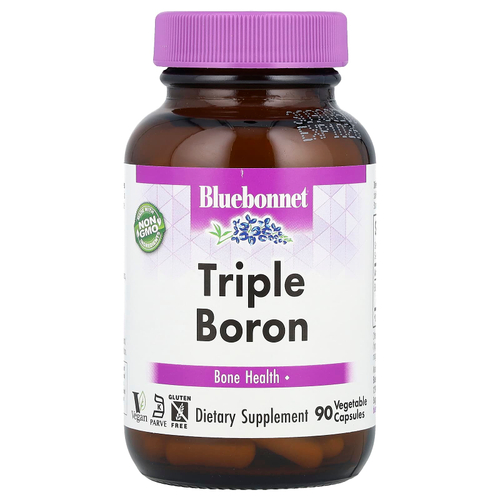 Bluebonnet Nutrition, тройной бор, 90 растительных капсул (3 мг в 1 капсуле)