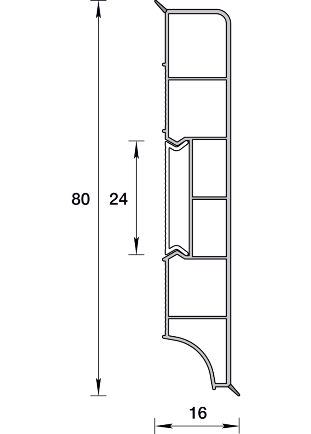 Плинтус ПВХ Идеал Дюра прямоугольный 001 Белый 80х16х2200 мм