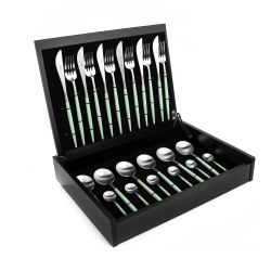 Набор столовых приборов на 6 персон 24 предмета Cutipol Goa matte celadon в подарочной упаковке
