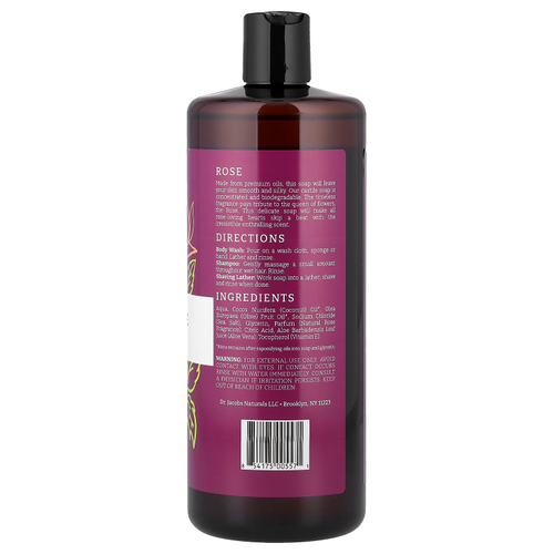 Dr. Jacobs Naturals, кастильский гель для душа на растительной основе, омолаживающая роза, 946 мл (32 унции)