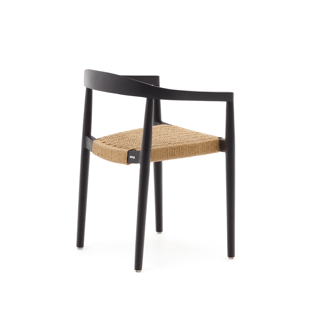 Ydalia Садовый стул из черного тика и натуральной веревки