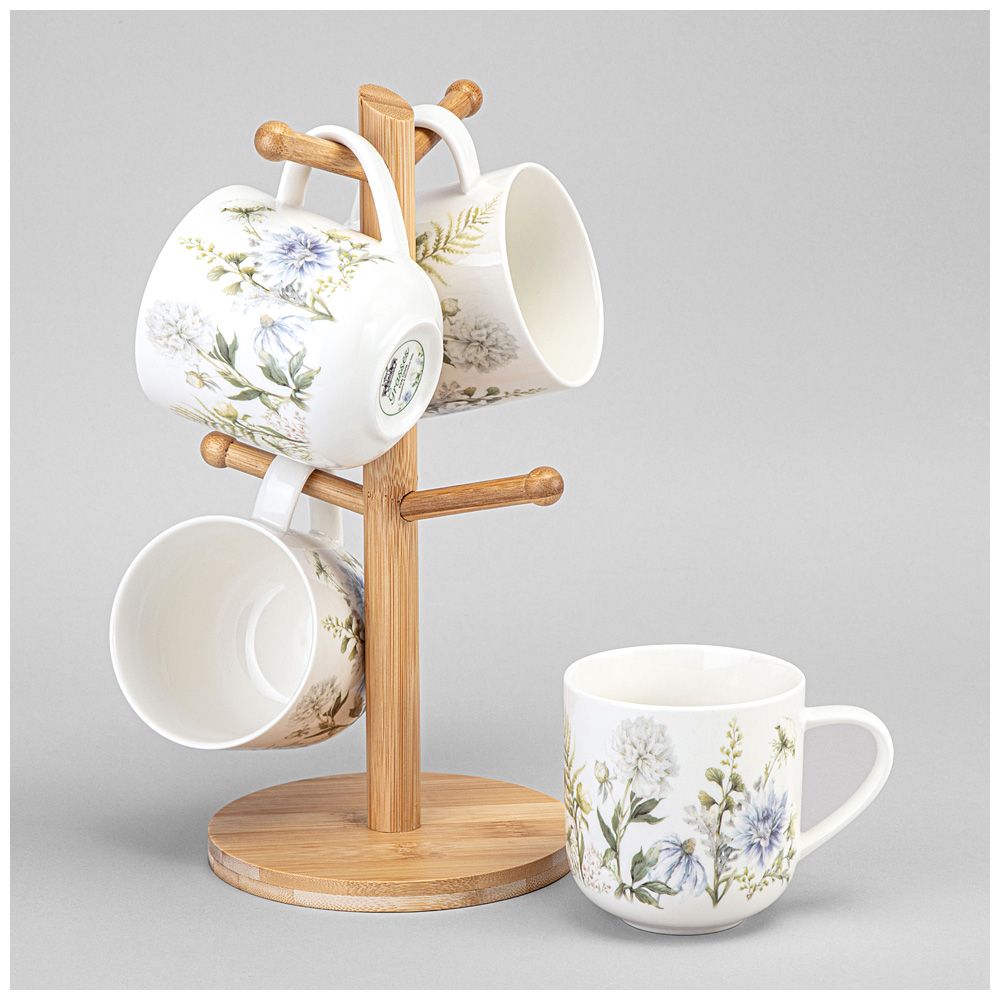 НАБОР КРУЖЕК LEFARD "GRASSES" НА ДЕРЕВ. ПОДСТАВКЕ 4 ШТ. 420 МЛ (КОР=6НАБ.)