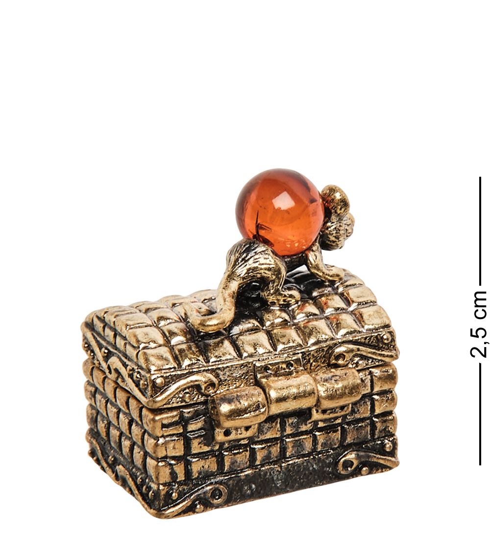 Народные промыслы AM-1346 Фигурка «Сундучок Зубастика» (латунь, янтарь)