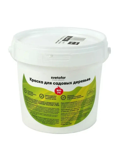 Краска побелка для садовых деревьев Svetofor F4 Белая (3 кг)