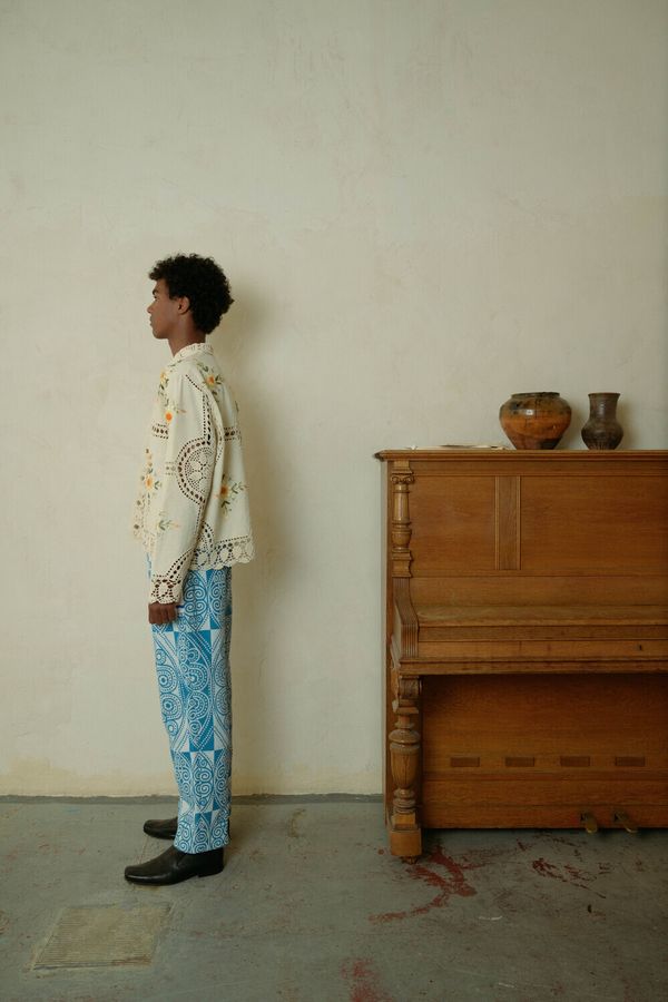 Рубашка Вязаная с Желтыми Цветами / Yellow Flowers Crocheted Long Sleeve бежевая - фото 4