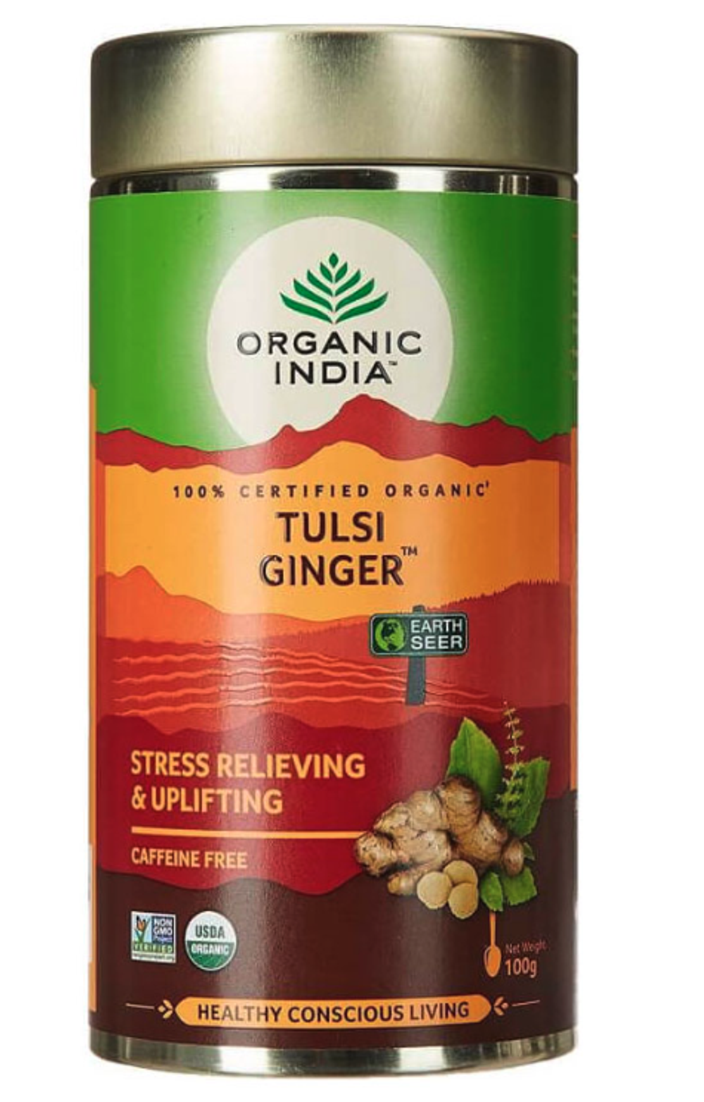 Чай в банке органический Имбирь Тулси Tulsi Ginger Organic India