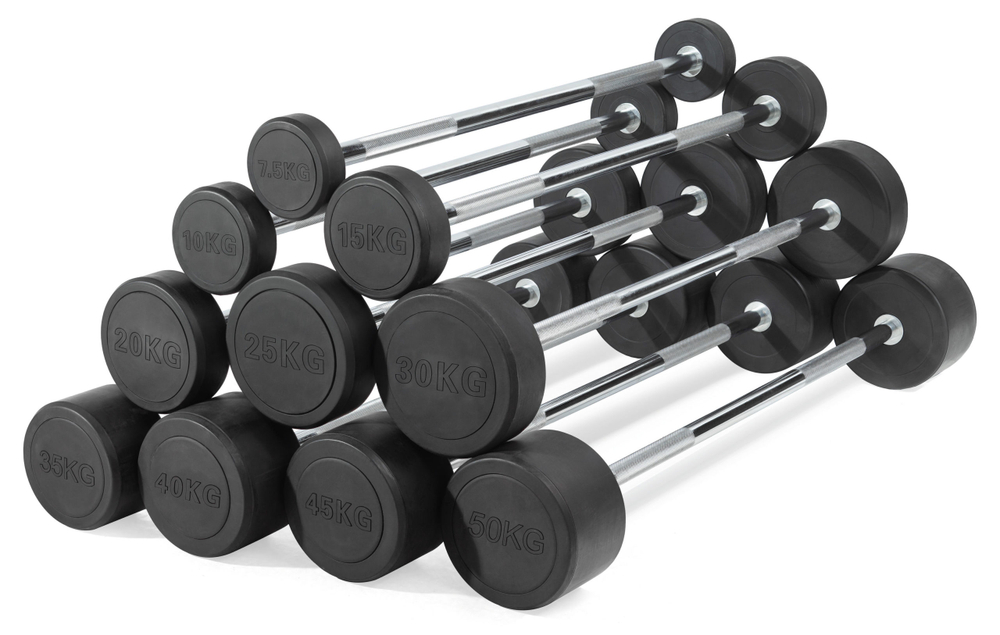 Штанга неразборная обрезиненная 10 кг. Прямой гриф. VictoryFit VF-DX4100
