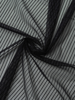 Сетка в полоску для белья черная малоэластичная метражом