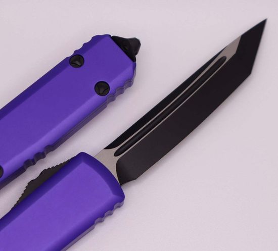 Microtech Ultratech T/E - нож автомат., фиолет., алюм. рук-ть, черн. клинок