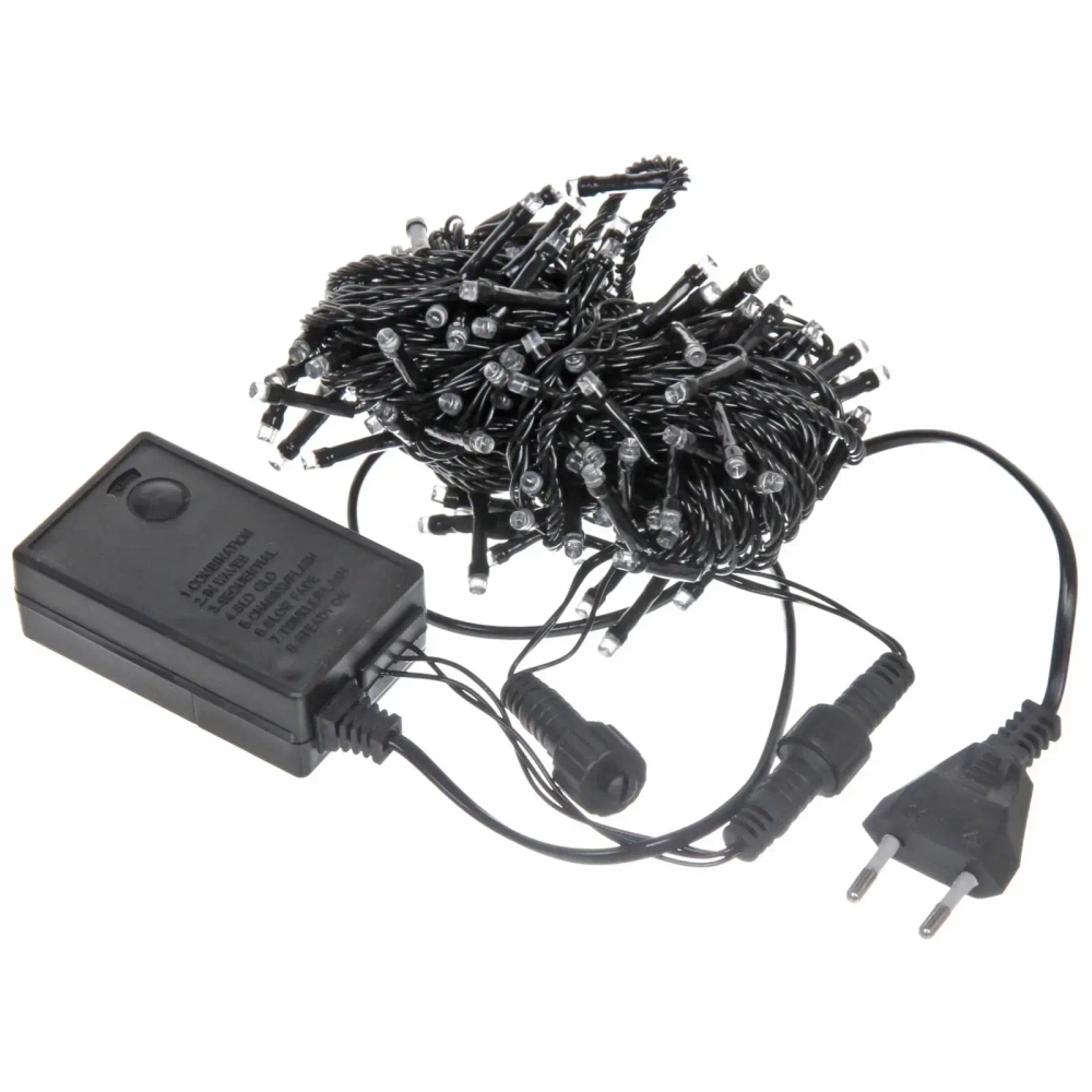 Гирлянда для улицы 11м 120 ламп LED чёрный провод, 8 реж, IP-54, Розовый (возможность соединения)