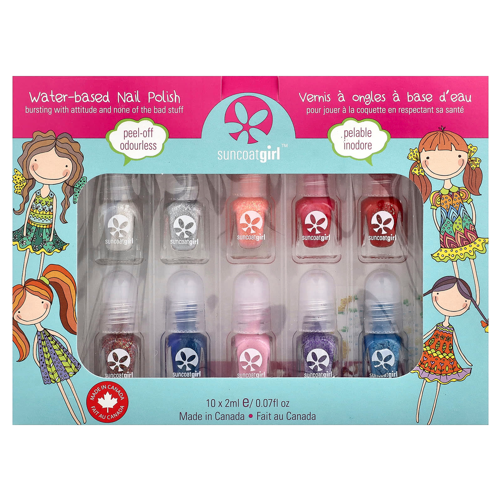 SuncoatGirl, набор лаков для ногтей на водной основе, «Блестящий и необычный», набор из 12 предметов