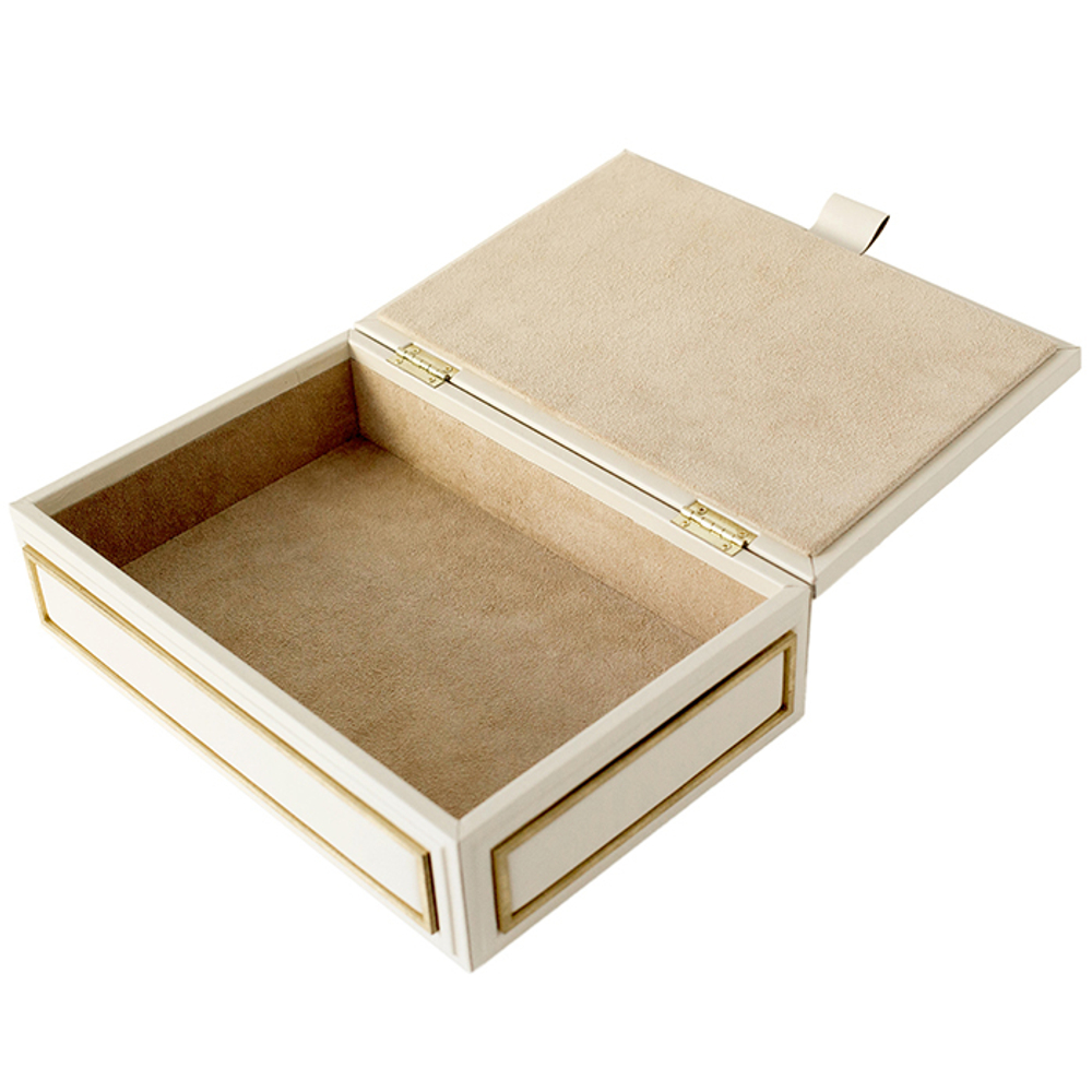 Шкатулка большая прямоугольная «Deco». Цвет молочный