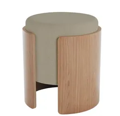 Пуф Lagom (светло-бежевый FiberGuard, натуральный дуб)