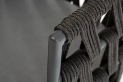 "Диего" стул плетеный из роупа, основание дуб, каркас из стали темно-серый (RAL7024) муар, роуп темно-серый круглый, ткань серая