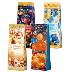 Сумка лам.12,5*36*8,5 под бутылку НГ ассорти 1шт