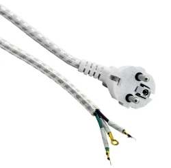 Шнур для утюга, чайника З-Евро в тканевой оплетке сетевой 1.5 м с заземлением с клеммами