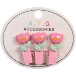 Зажимы для волос детские 3шт «РОЗОВОЕ ОБЛАКО», тюльпаны, 2.5см (блистер и пакет с подвесом)