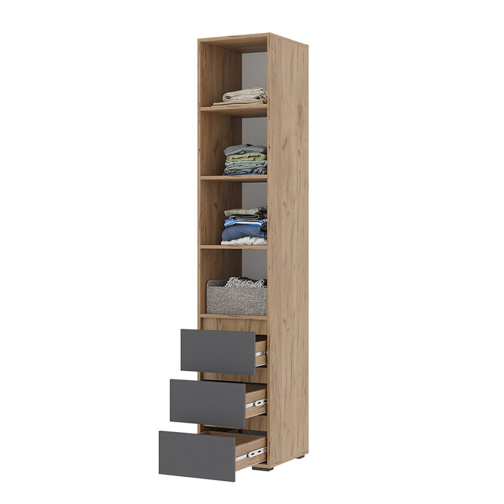 Хелен ПН 03 Пенал закрытый с ящиками Крафт золотой / Графит серый