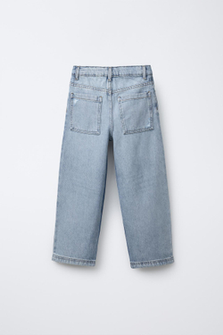 ZARA ДЖИНСЫ СВОБОДНОГО КРОЯ С РАЗРЕЗАМИ, СИНИЙ