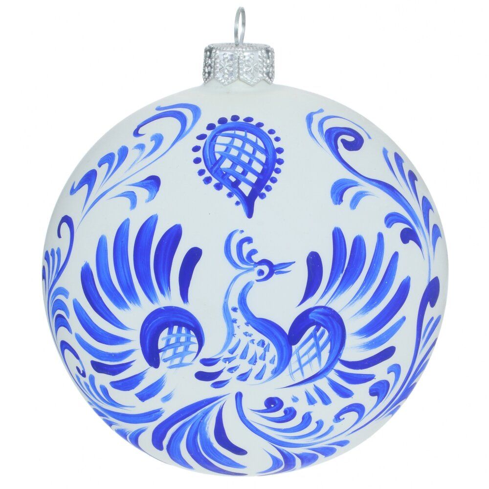 GAEM Украшение новогоднее Шар "Гжель Белая", D10см, L10 W10 H10 см, 3в.