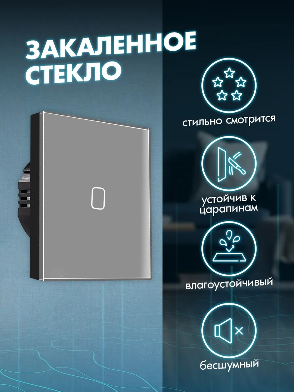 Выключатель сенсорный одноклавишный для дома