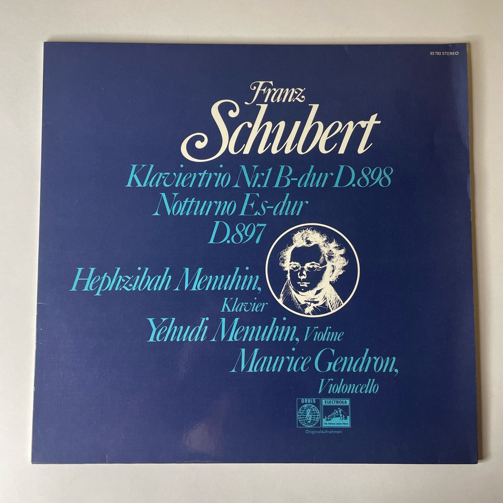 Винтажная виниловая пластинка LP Franz Schubert Шуберт, Hephzibah Menuhin, Yehudi Menuhin Иегуди Менухин, Maurice Gendron Klaviertrio Nr.1 B-dur D.898 (Германия 1971)