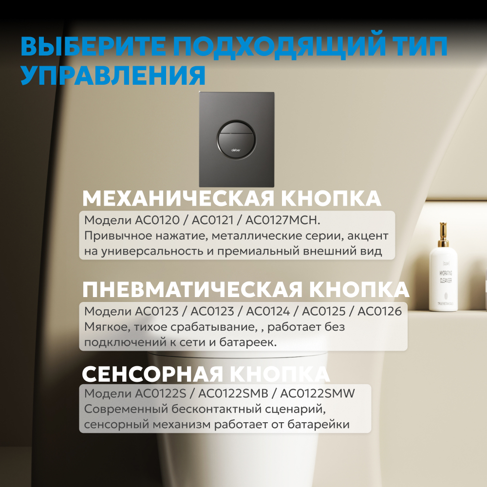 Кнопка смыва ABBER AC0126NG пневматическая, оружейная сталь