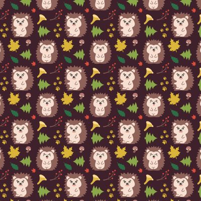 Осенний ёжик на коричневом фоне