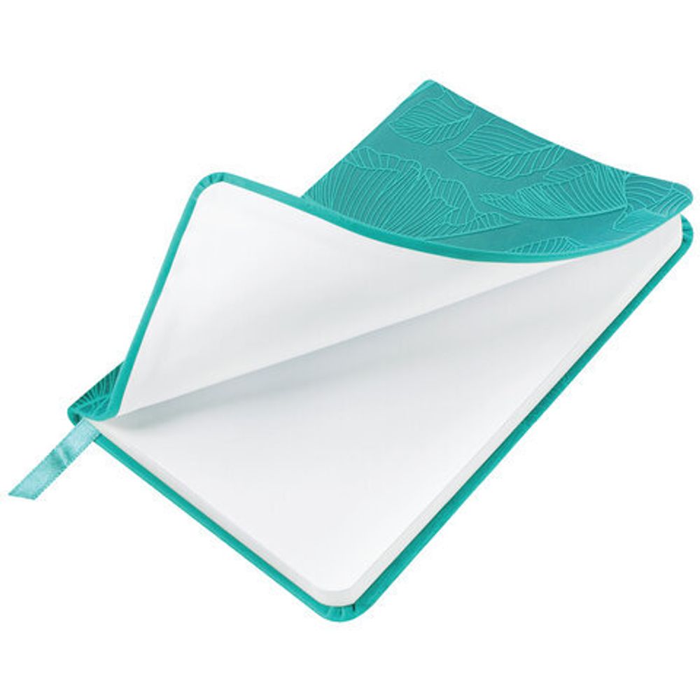 Еженедельник датированный 2025 МАЛЫЙ ФОРМАТ 95х155 мм А6, BRAUBERG "Foliage", под кожу, бирюза, 115987