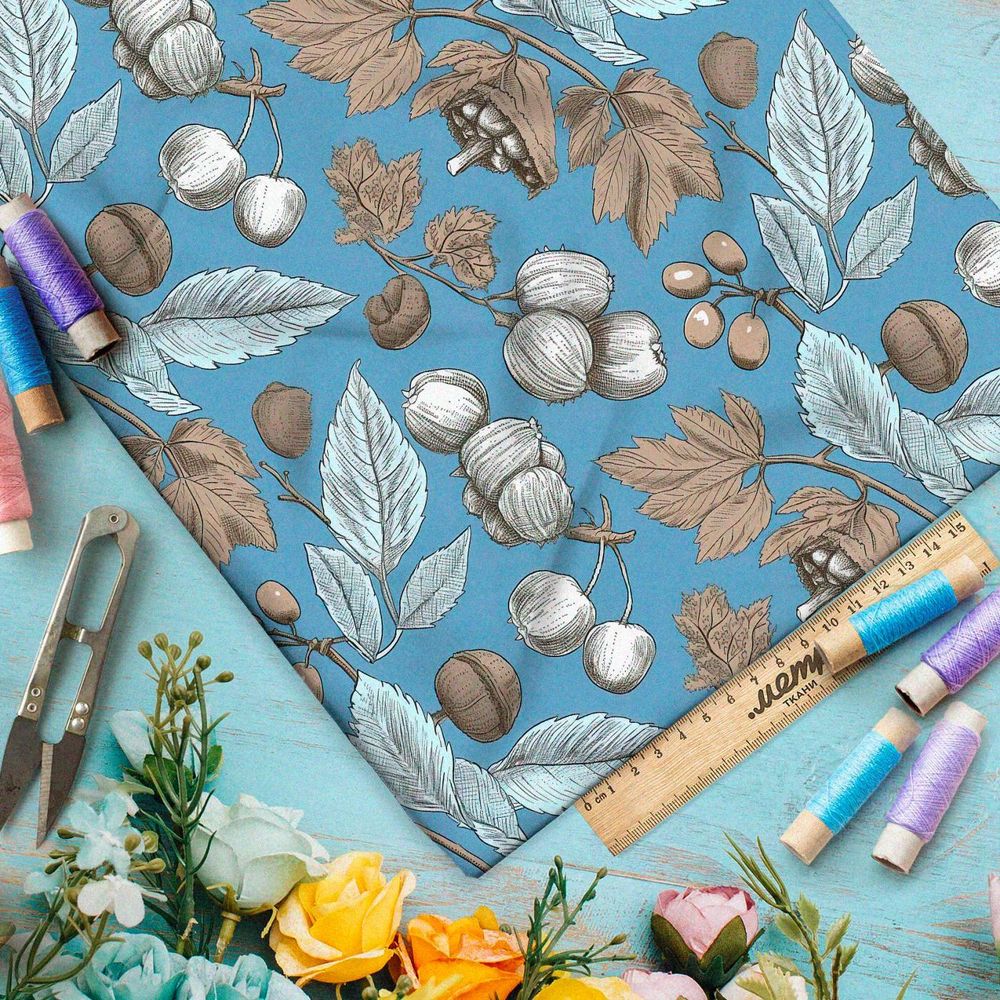 Ткань премиум габардин лесное разнообразие