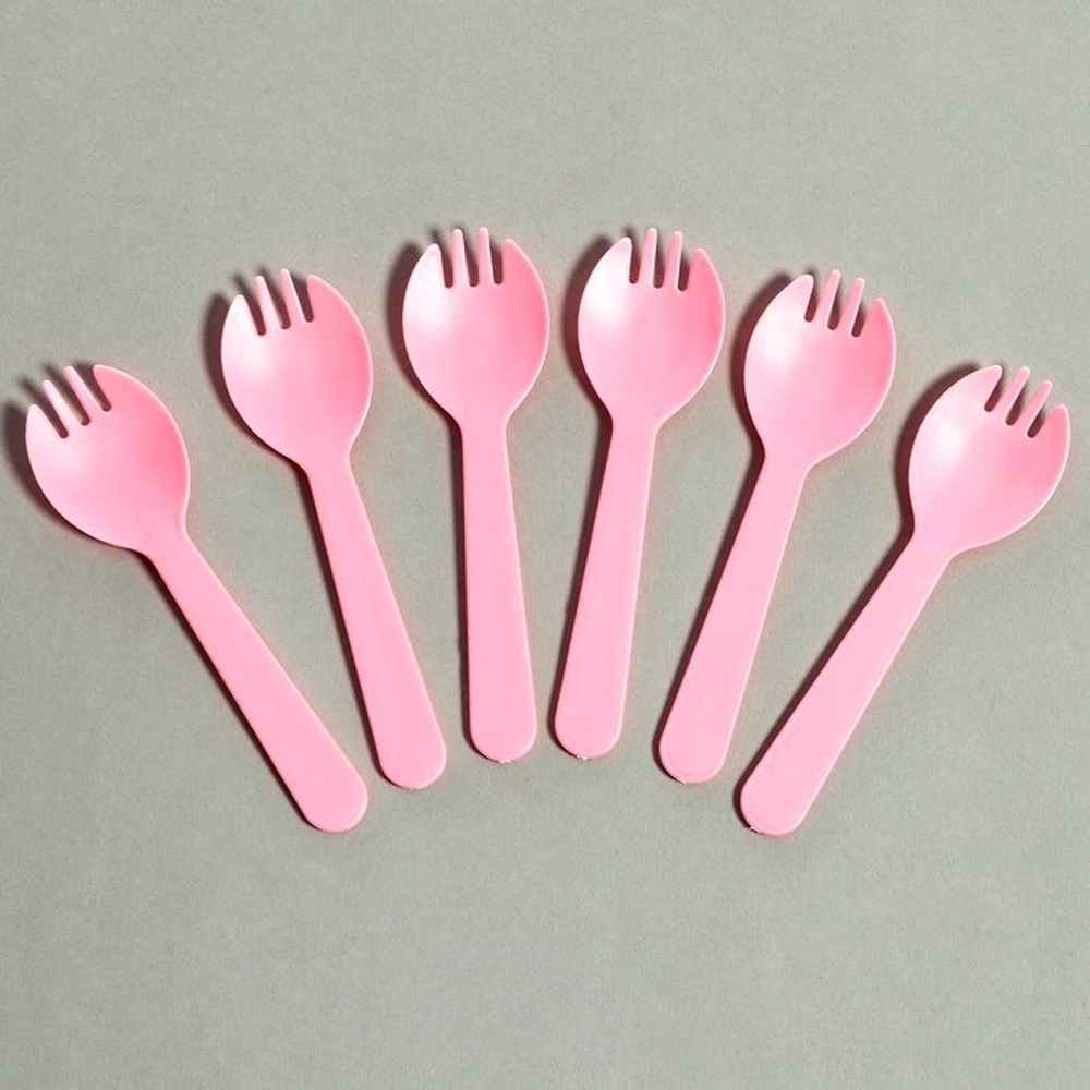 Набор посуды одноразовой для торта на 6 персон, розовый