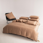 КПБ Однотонный Сатин Элитный на резинке OCER015, 2 спальный, 4 наволочки, простынь 140*200*30