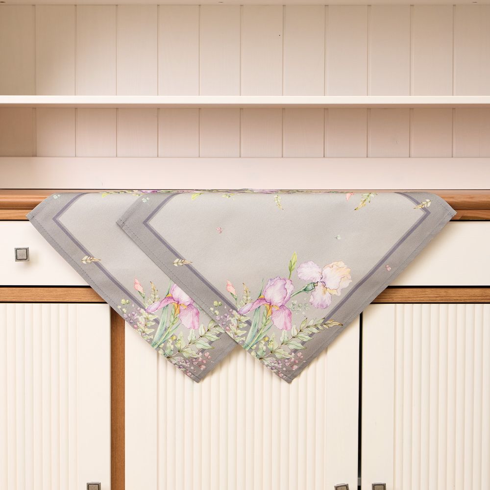 НАБОР САЛФЕТОК ИЗ 2-Х ШТ "ИРИСЫ",40Х40СМ, 100% ХЛОПОК,СЕРЫЙ,ТВИЛ