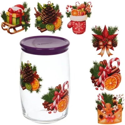 Банка для сыпучих продуктов 1100мл «Зимняя фантазия» 6 видов