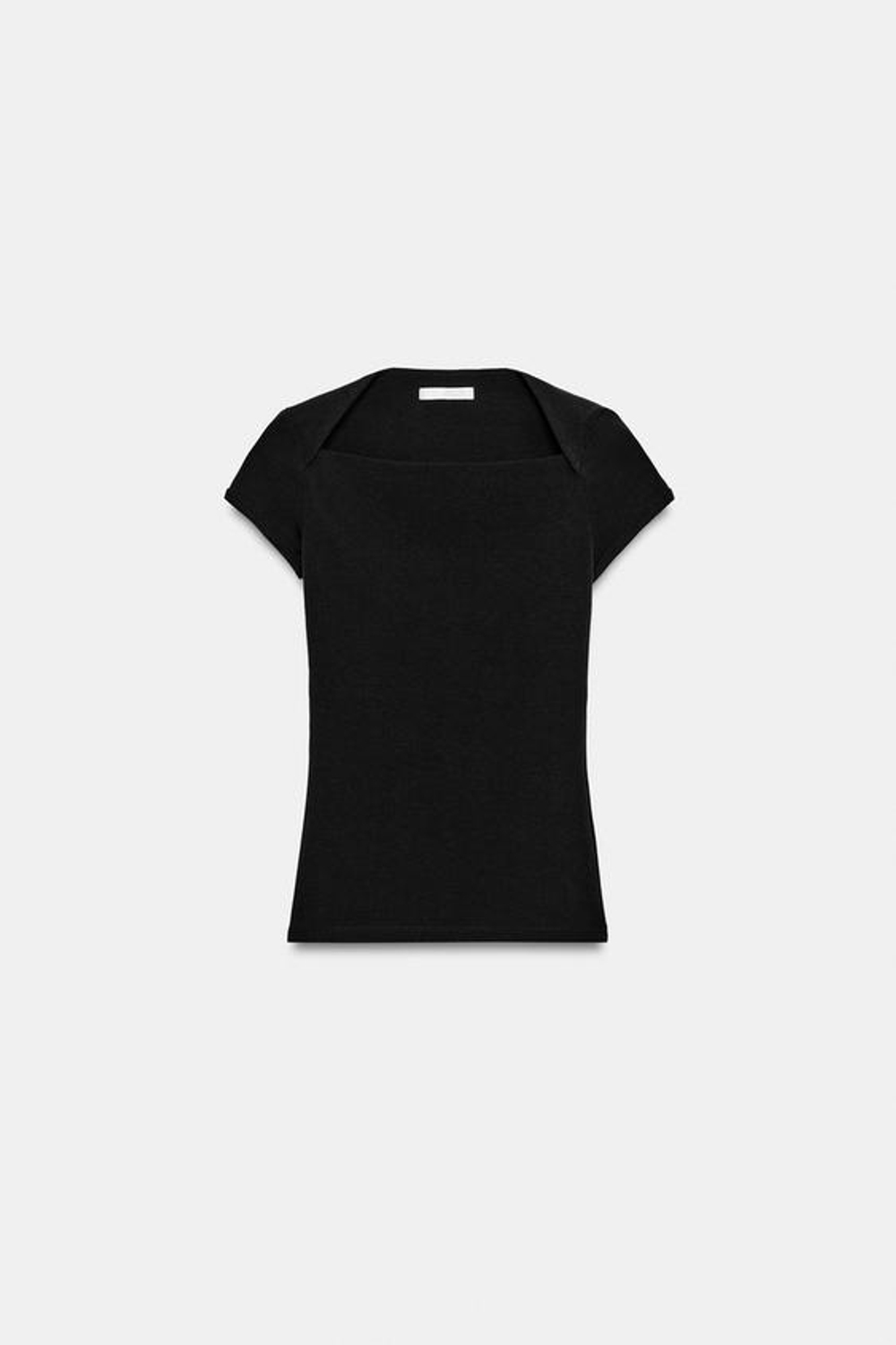 ZARA ФУТБОЛКА С КВАДРАТНЫМ ВЫРЕЗОМ, ЧЕРНЫЙ