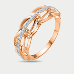 Кольцо женское из розового и белого золота 585 пробы с фианитами (арт. 1104611)