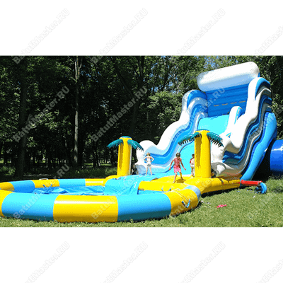 Надувной батут с бассейном «Пляжный оазис», 15*6.5*6.5 м