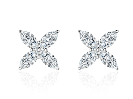 Пусеты с лабораторно-выращенными бриллиантами огранки "Маркиз"