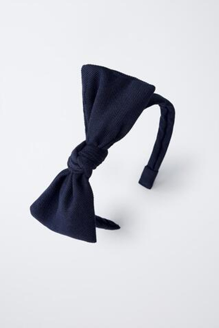 ZARA ОБОДОК С БАНТОМ ИЗ ТКАНИ ПИКЕ, МОРСКОЙ СИНИЙ