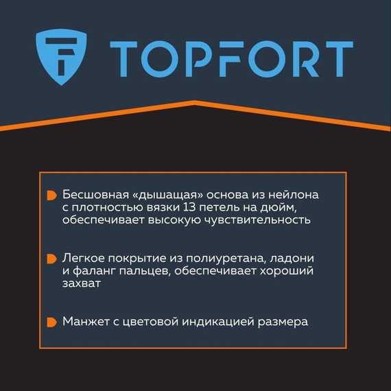 Перчатки нейлоновые с полиуретановым покрытием TOPFORT НПУ01