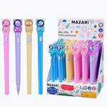 Ручка шариковая синяя с подсветкой,0,7мм,4 цв Мишка в скафандре (Mazari)