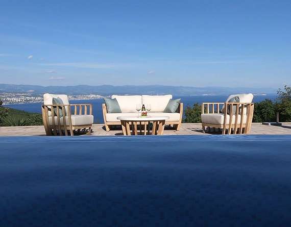 Комплект уличной мебели Woodland из массива эвкалипта, диван, 2 кресла, столик