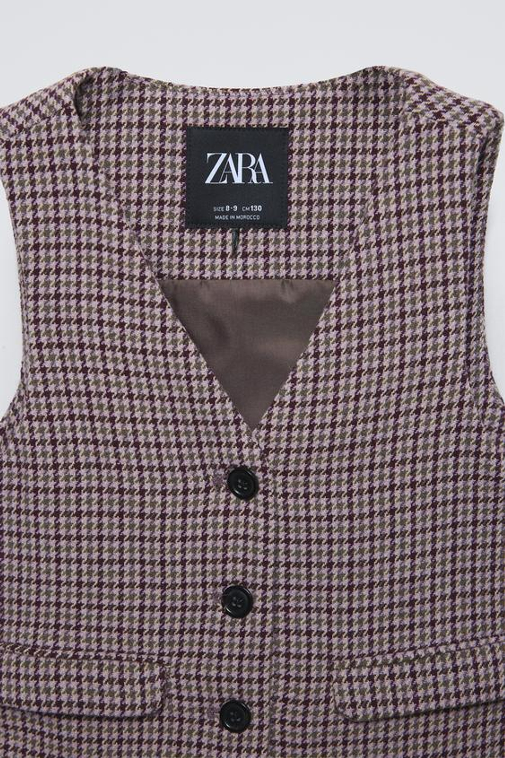 ZARA ЖИЛЕТ В КЛЕТКУ, ГРАНАТОВЫЙ