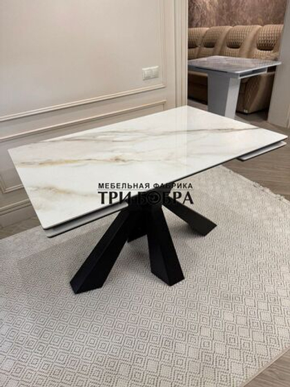 Кухонный раздвижной стол "Спайдер" из КЕРАМОГРАНИТА, итальянский мрамор