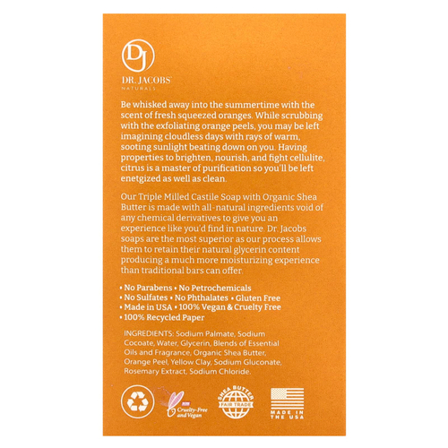 Dr. Jacobs Naturals, Отшелушивающее кастильское мыло с люфой, цитрусовый коктейль, 142 г (5 унций)