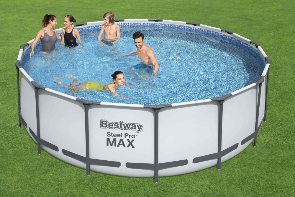 Каркасный бассейн Bestway 457х122 см + фильтр-насос 3028 л/ч, тент, лестница (56438 BW)
