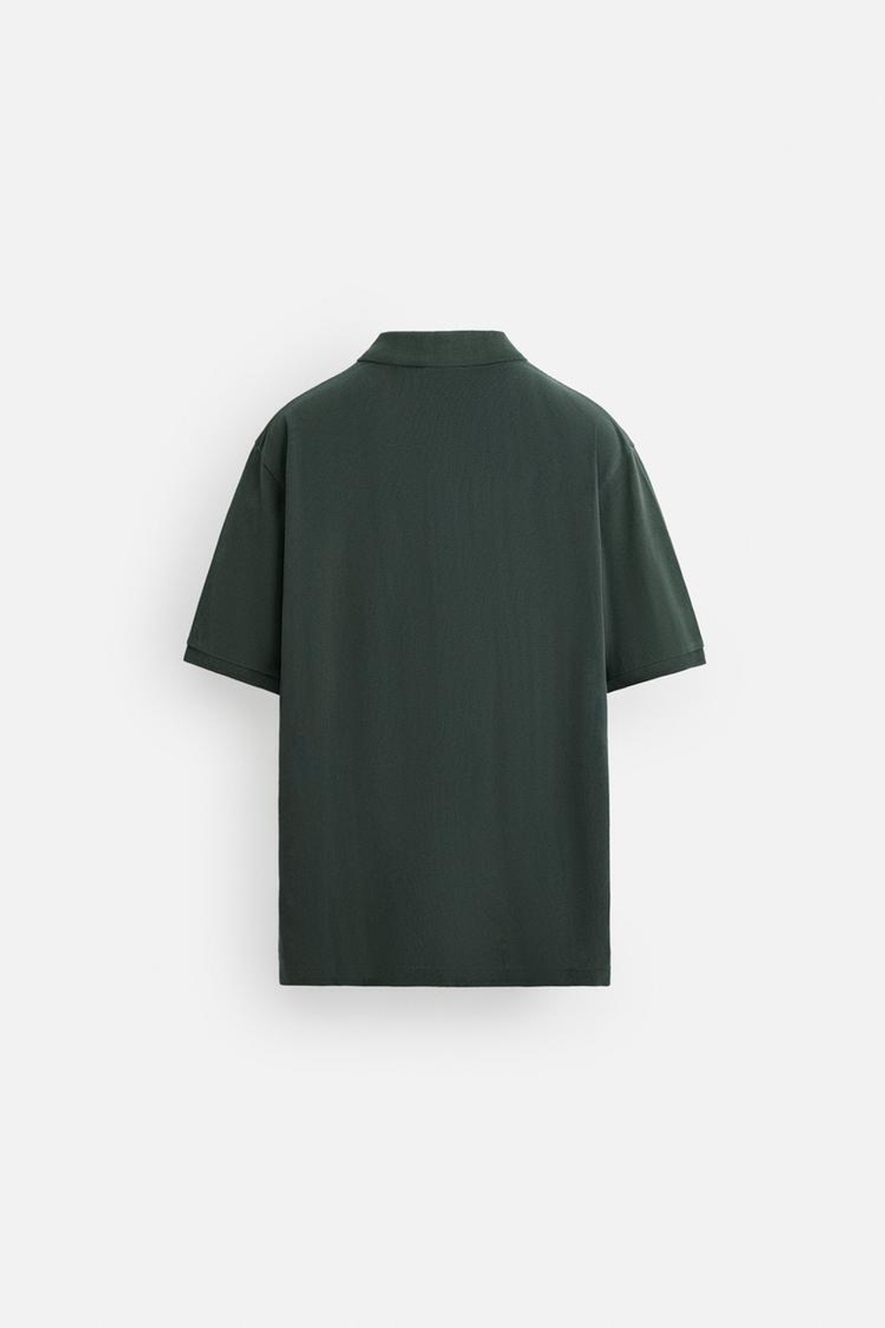 ZARA ПОЛО ИЗ РЕЛЬЕФНОЙ ТКАНИ ПИКЕ С ЭФФЕКТОМ ПОТЕРТОСТИ, ЛИНЯЛЫЙ ЗЕЛЕНЫЙ