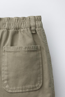 ZARA ШОРТЫ-БЕРМУДЫ С ЗАЩИПАМИ, ХАКИ