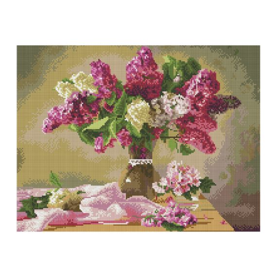 Almaz qaşlarla mozaika \ Алмазная мозаика \ Diamond painting Алмазная мозаика ТРИ СОВЫ "Букет сирени", 40*50см, холст на деревянном подрамнике, картонная коробка