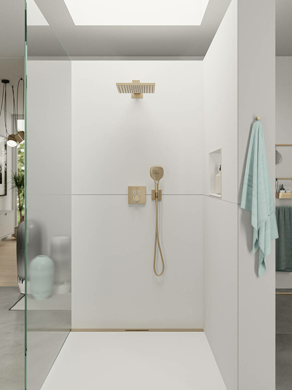 Смеситель для душа Hansgrohe ShowerSelect 15763140 с термостатом шлифованная бронза
